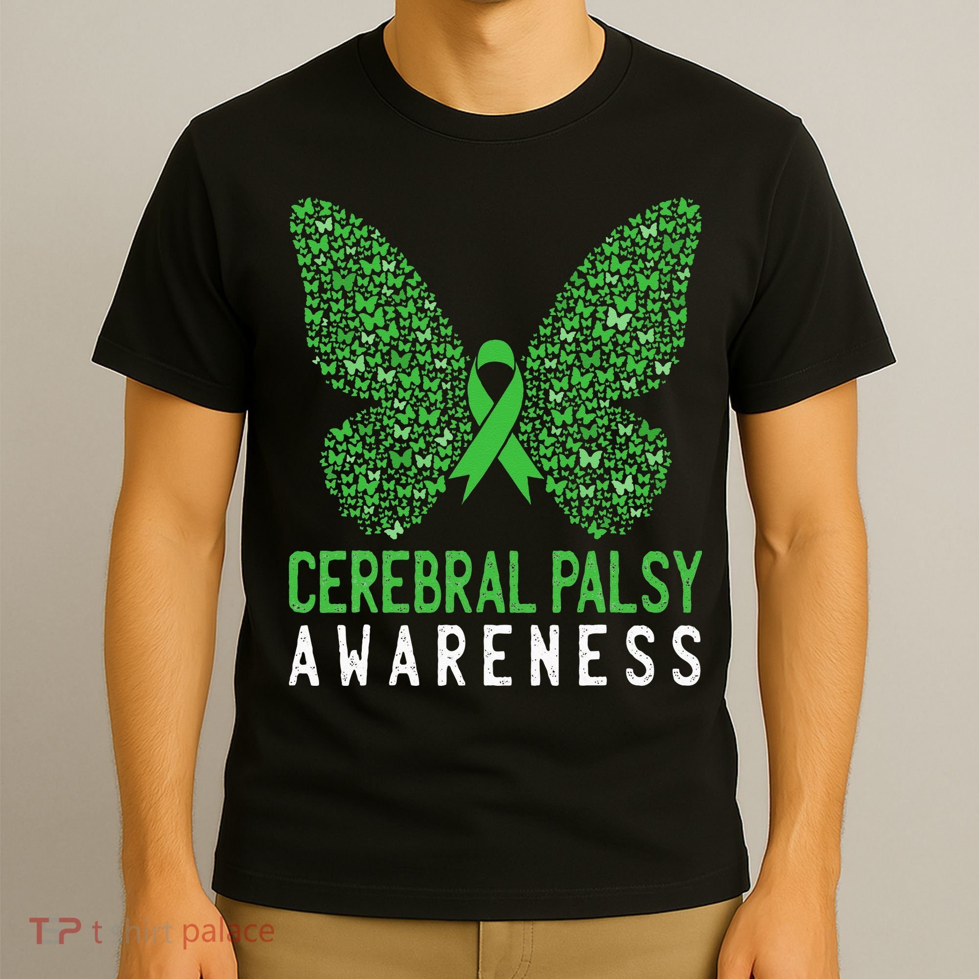 Butterfly Cerebral Palsy Awareness CP Green Ribbon Support T-Shirt