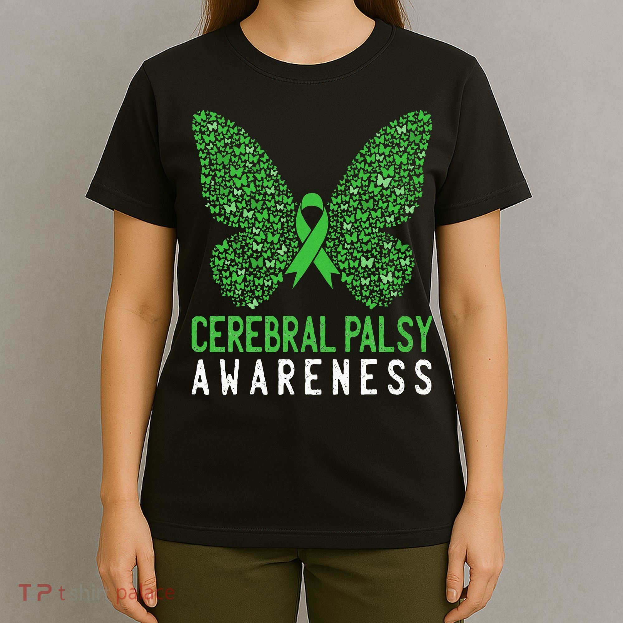 Butterfly Cerebral Palsy Awareness CP Green Ribbon Support T-Shirt