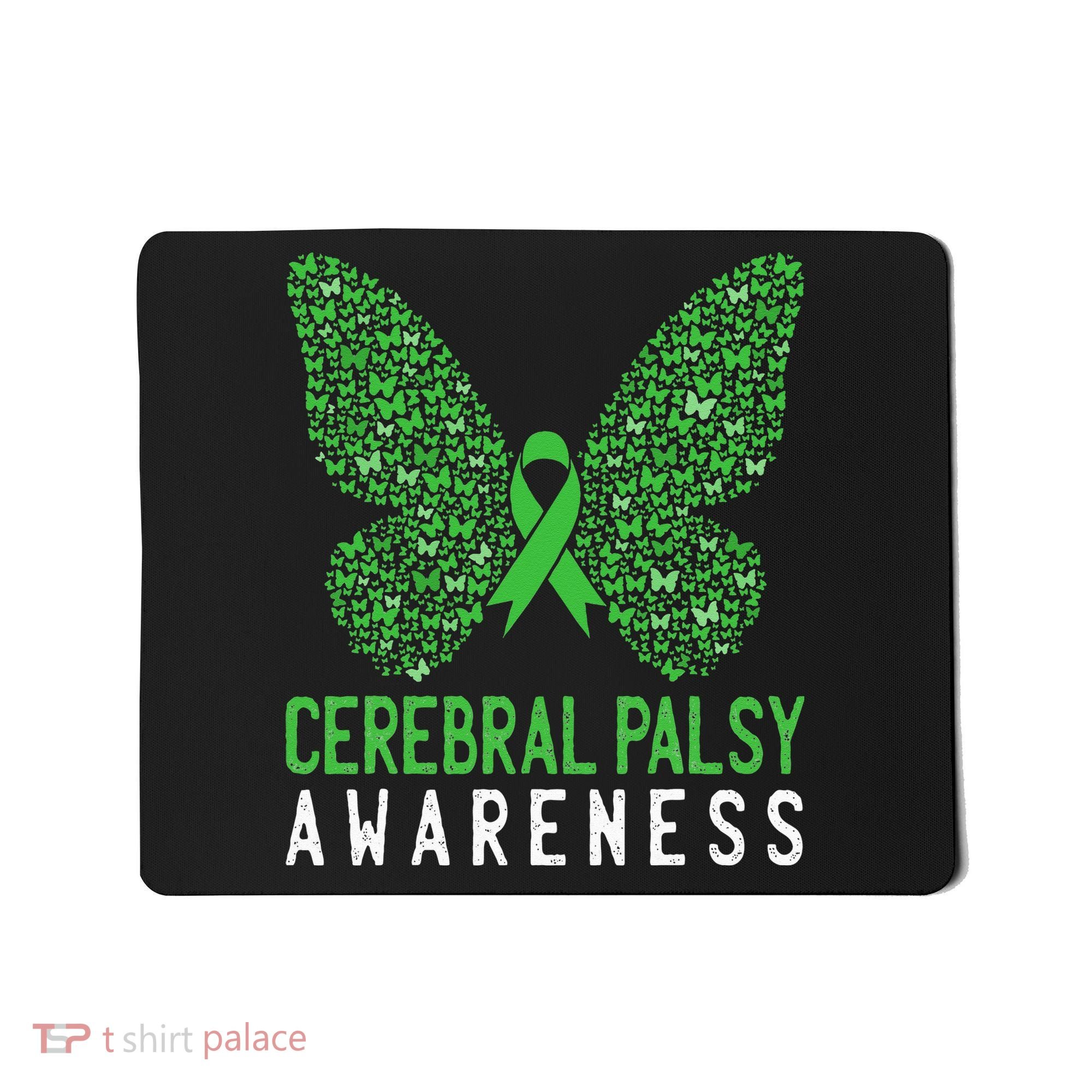 Butterfly Cerebral Palsy Awareness CP Green Ribbon Support Mousepad