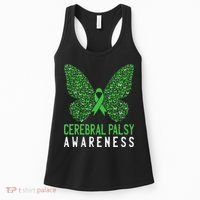 Butterfly Cerebral Palsy Awareness CP Green Ribbon Support Women's Tank Top thumb 0