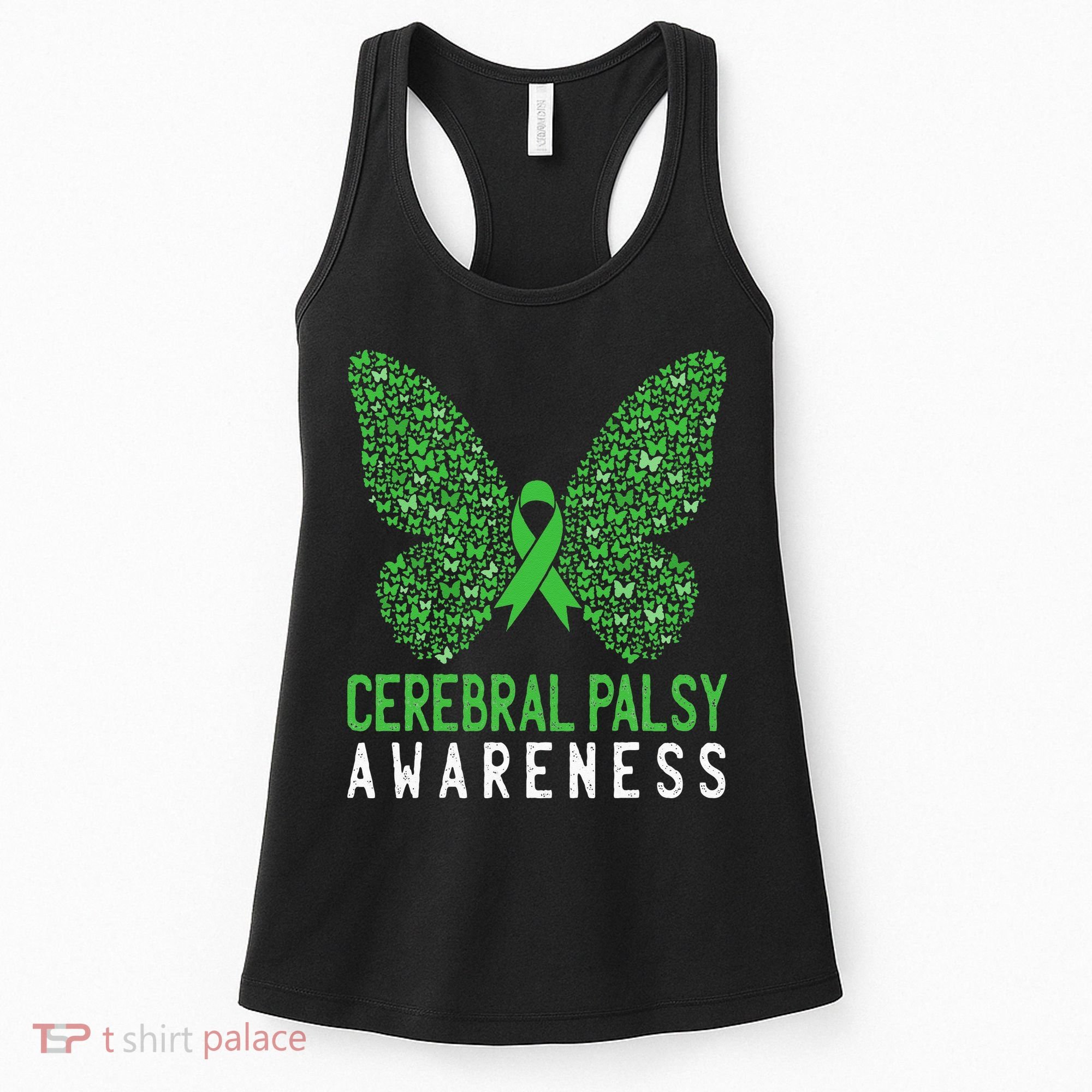 Butterfly Cerebral Palsy Awareness CP Green Ribbon Support Women's Tank Top