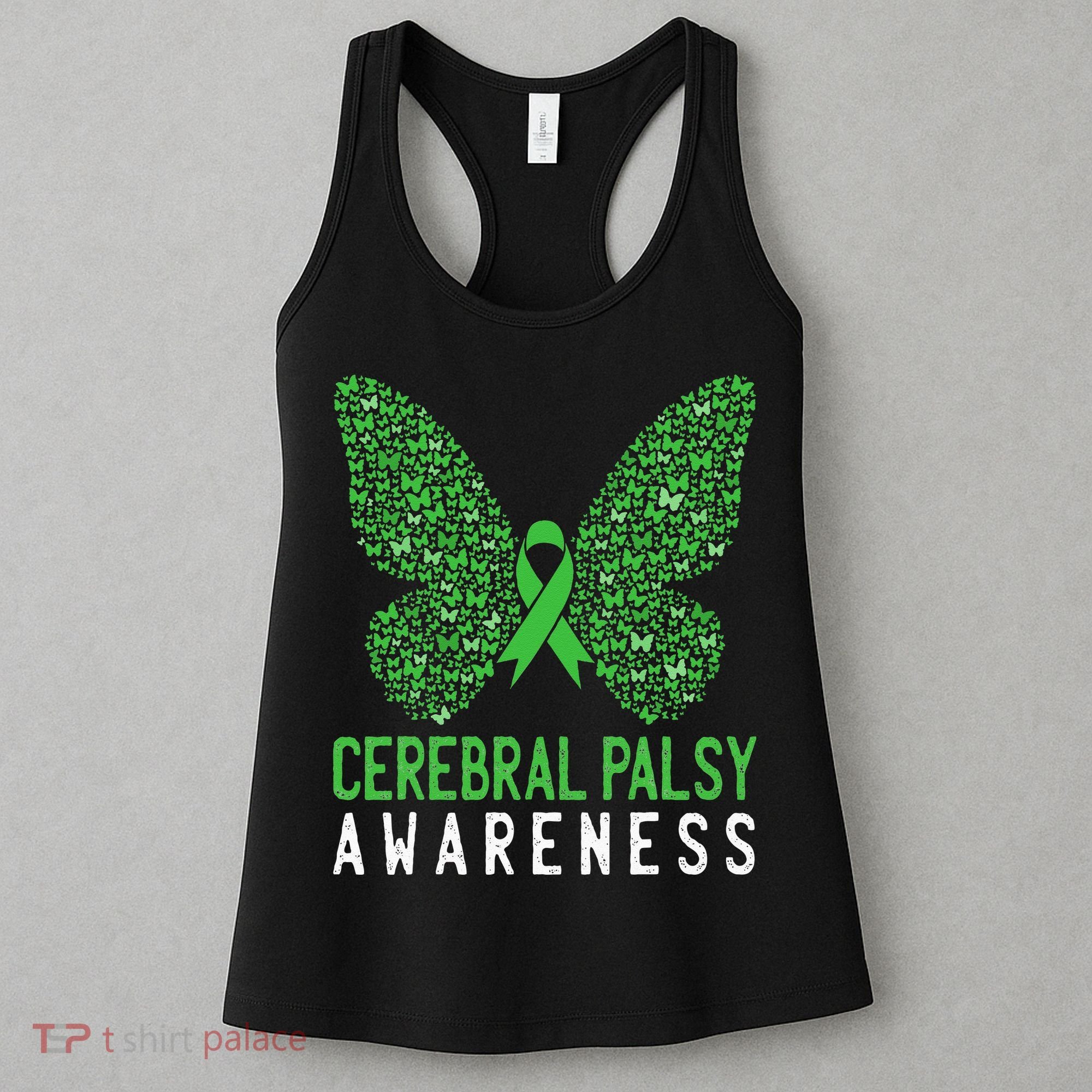 Butterfly Cerebral Palsy Awareness CP Green Ribbon Support Women's Tank Top