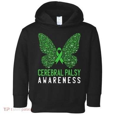Butterfly Cerebral Palsy Awareness CP Green Ribbon Support Toddler Hoodie