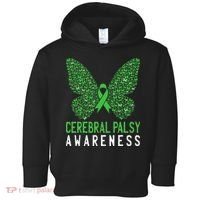 Butterfly Cerebral Palsy Awareness CP Green Ribbon Support Toddler Hoodie thumb 0