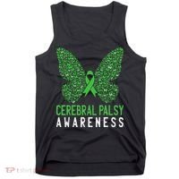 Butterfly Cerebral Palsy Awareness CP Green Ribbon Support Tank Top thumb 0
