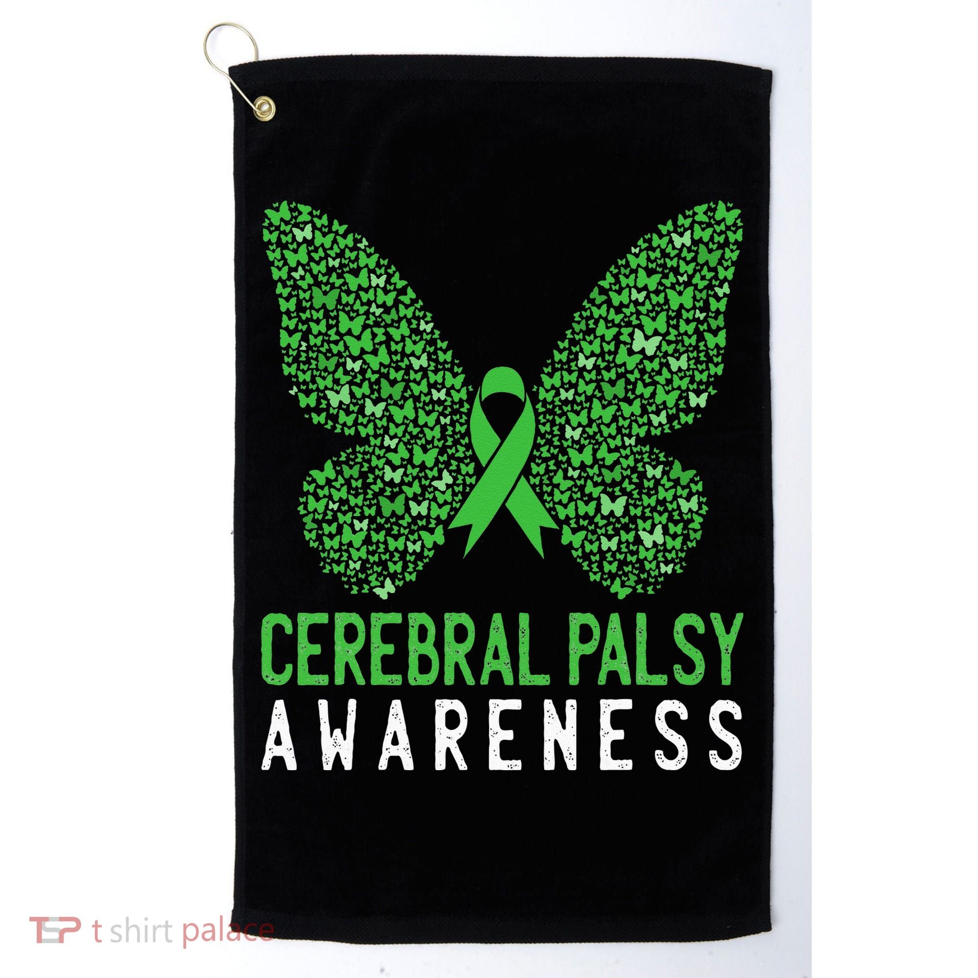 Butterfly Cerebral Palsy Awareness CP Green Ribbon Support Golf Towel