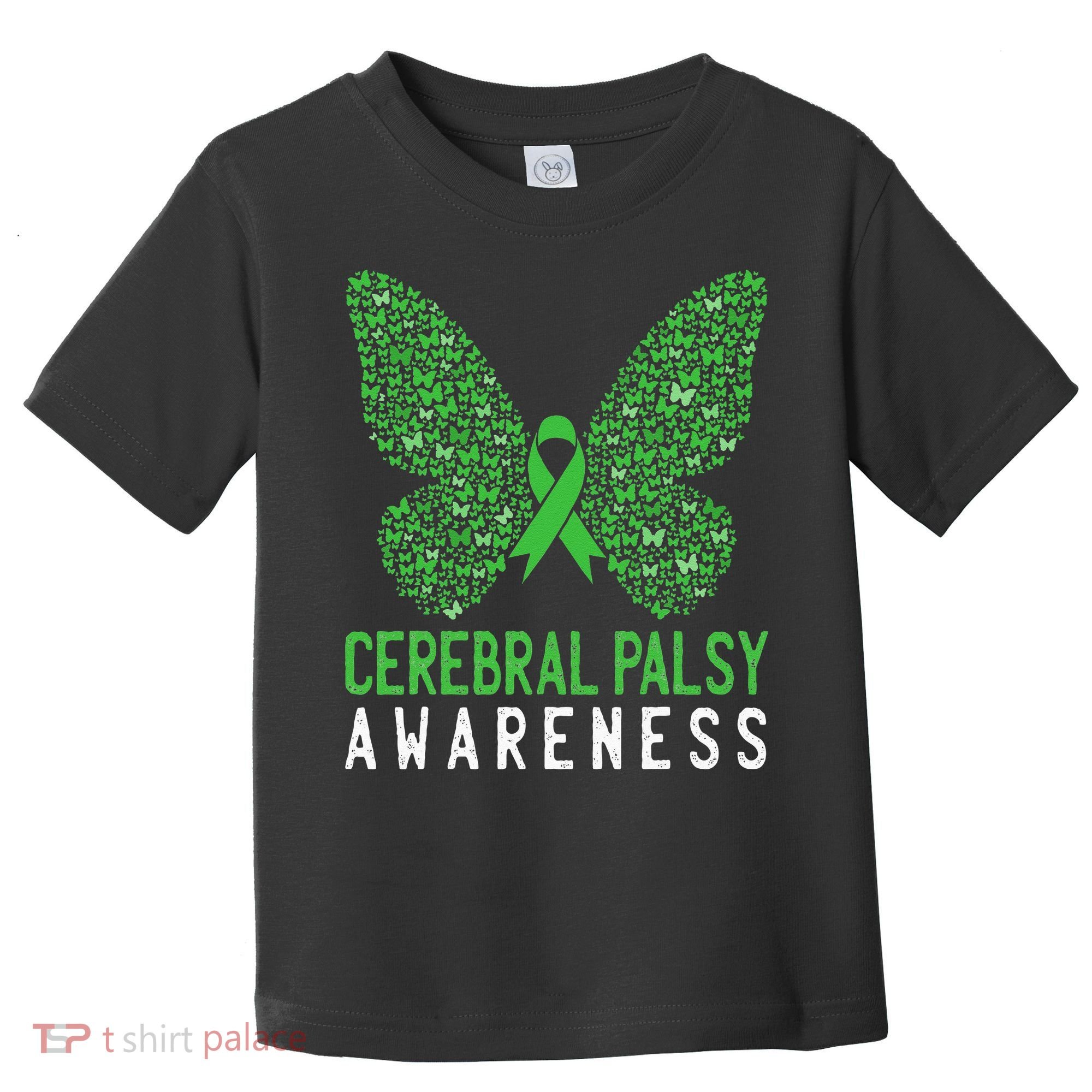 Butterfly Cerebral Palsy Awareness CP Green Ribbon Support Toddler T-Shirt