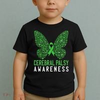 Butterfly Cerebral Palsy Awareness CP Green Ribbon Support Toddler T-Shirt thumb 2