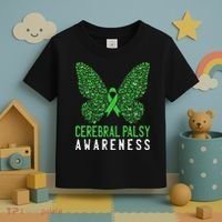 Butterfly Cerebral Palsy Awareness CP Green Ribbon Support Toddler T-Shirt thumb 3