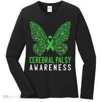 Butterfly Cerebral Palsy Awareness CP Green Ribbon Support Women's Long Sleeve Shirt thumb 0