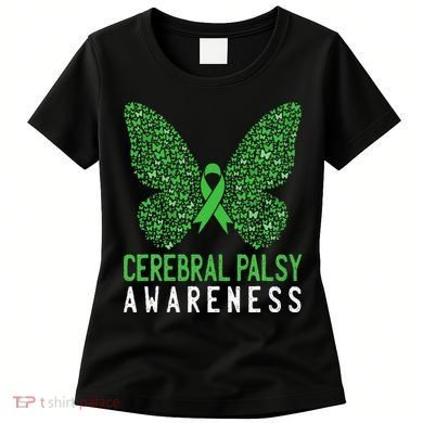 Butterfly Cerebral Palsy Awareness CP Green Ribbon Support Women's T-Shirt