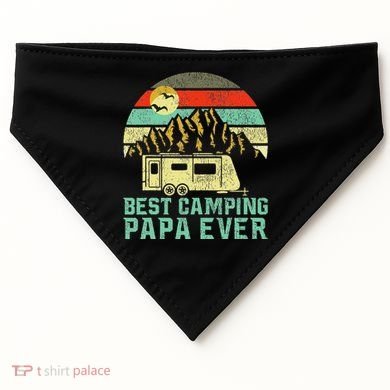 Best Camping Papa Ever Vintage Camper USA-Made Doggie Bandana