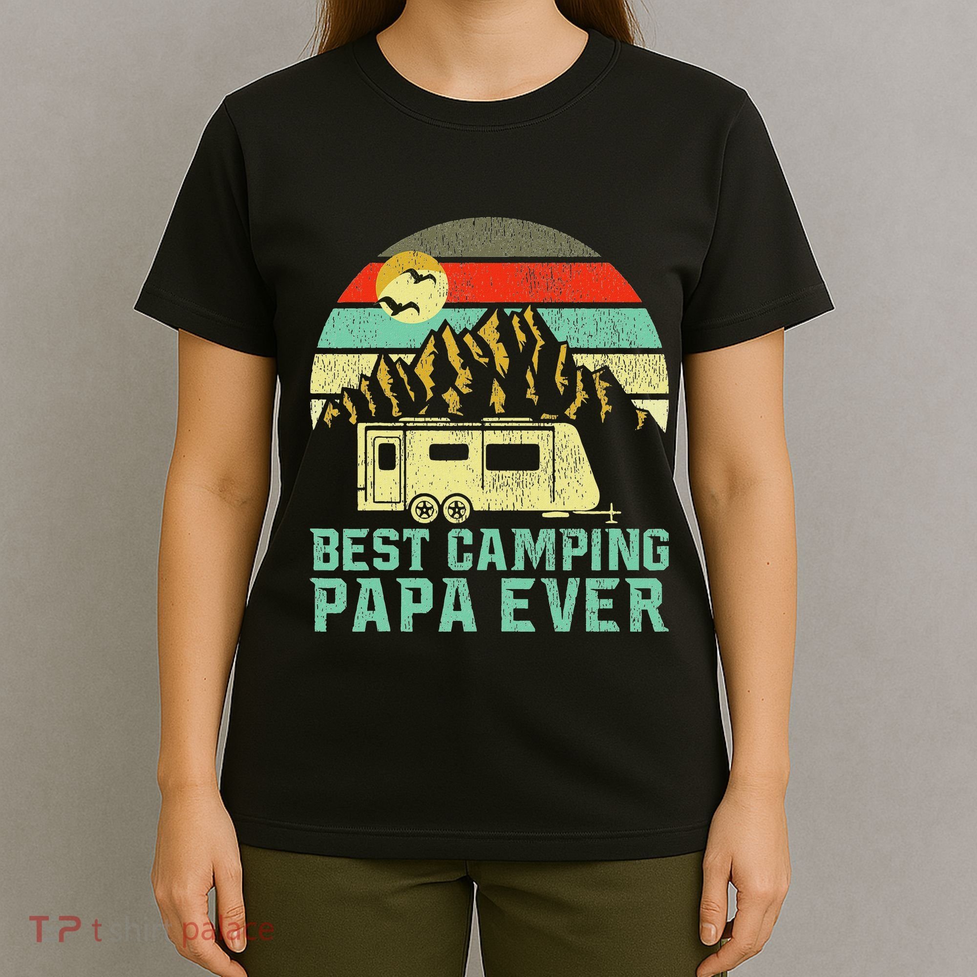 Best Camping Papa Ever Vintage Camper T-Shirt