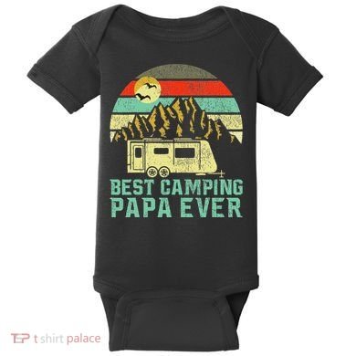 Best Camping Papa Ever Vintage Camper Baby Bodysuit
