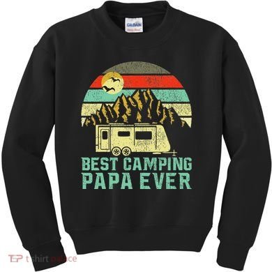 Best Camping Papa Ever Vintage Camper Kids Sweatshirt