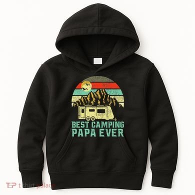 Best Camping Papa Ever Vintage Camper Kids Hoodie