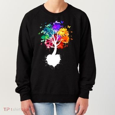 Bright Colorful Painted Butterfly Tree Women's Sweatshirt