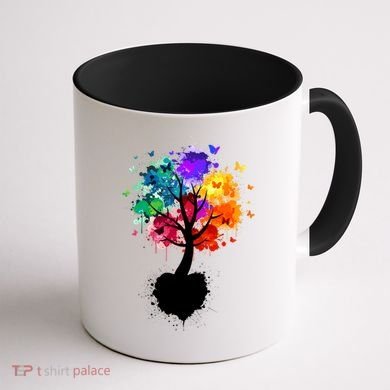 Bright Colorful Painted Butterfly Tree Coffee Mug back