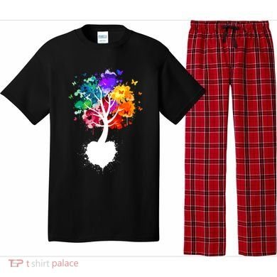 Bright Colorful Painted Butterfly Tree Pajama Set