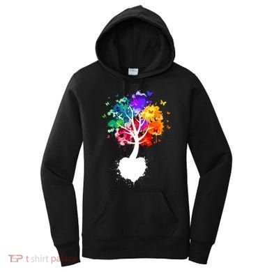 Bright Colorful Painted Butterfly Tree Women's Hoodie