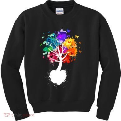 Bright Colorful Painted Butterfly Tree Kids Sweatshirt