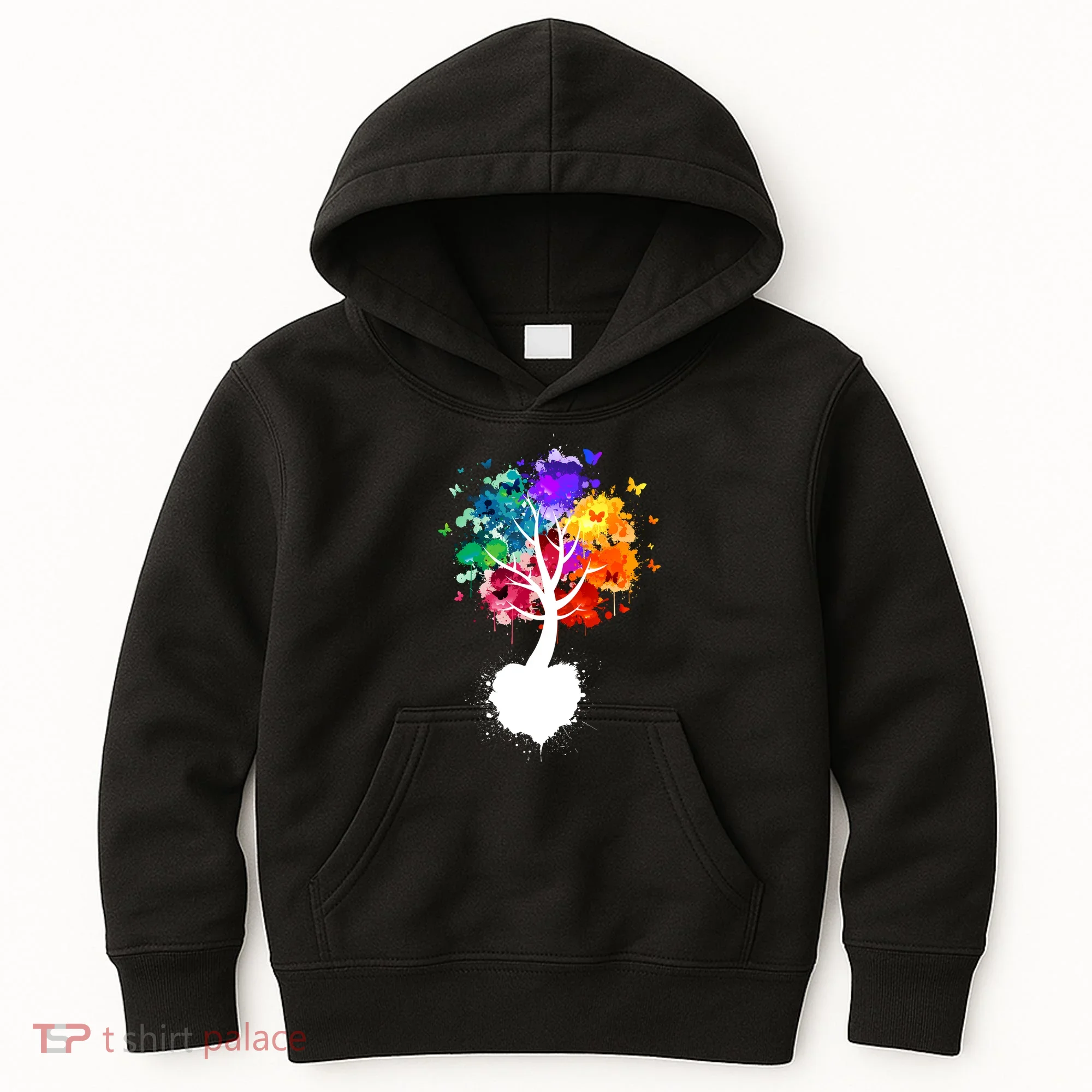 Bright Colorful Painted Butterfly Tree Kids Hoodie