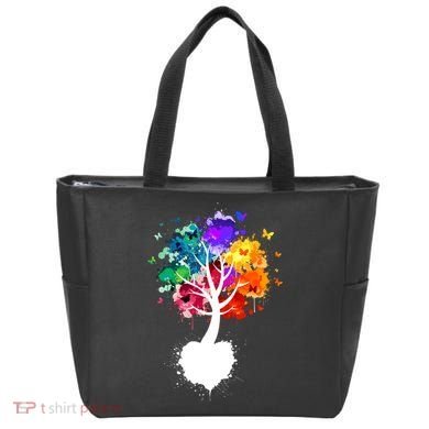 Bright Colorful Painted Butterfly Tree Tote Bag