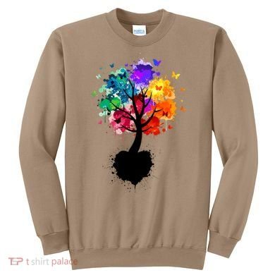 Bright Colorful Painted Butterfly Tree Sweatshirt
