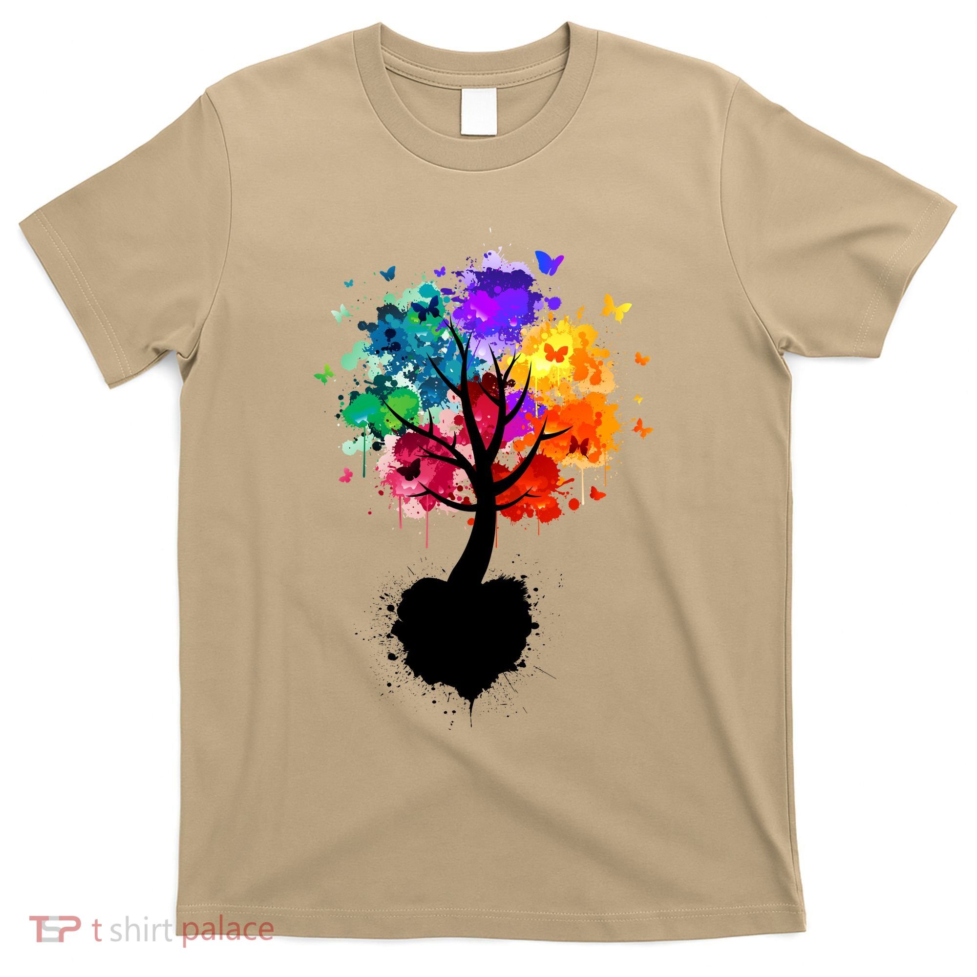 Bright Colorful Painted Butterfly Tree T-Shirt
