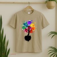 Bright Colorful Painted Butterfly Tree T-Shirt thumb 2