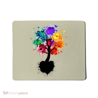 Bright Colorful Painted Butterfly Tree Mousepad