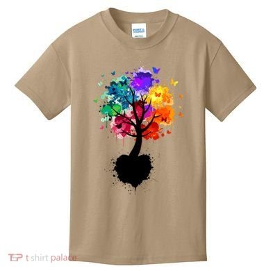 Bright Colorful Painted Butterfly Tree Kids T-Shirt