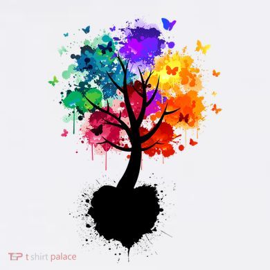 Bright Colorful Painted Butterfly Tree Garment-Dyed Sweatshirt