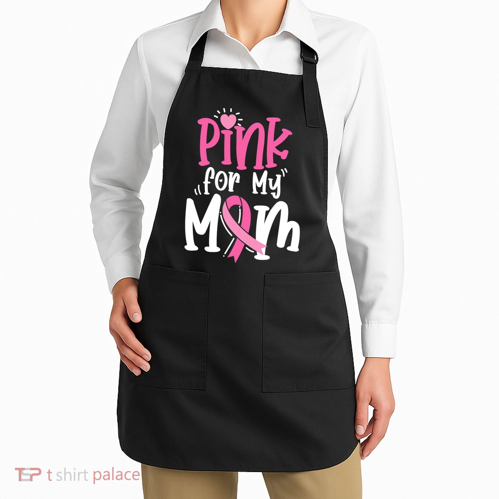 Breast Cancer Pink For My Mom Ribbon Apron