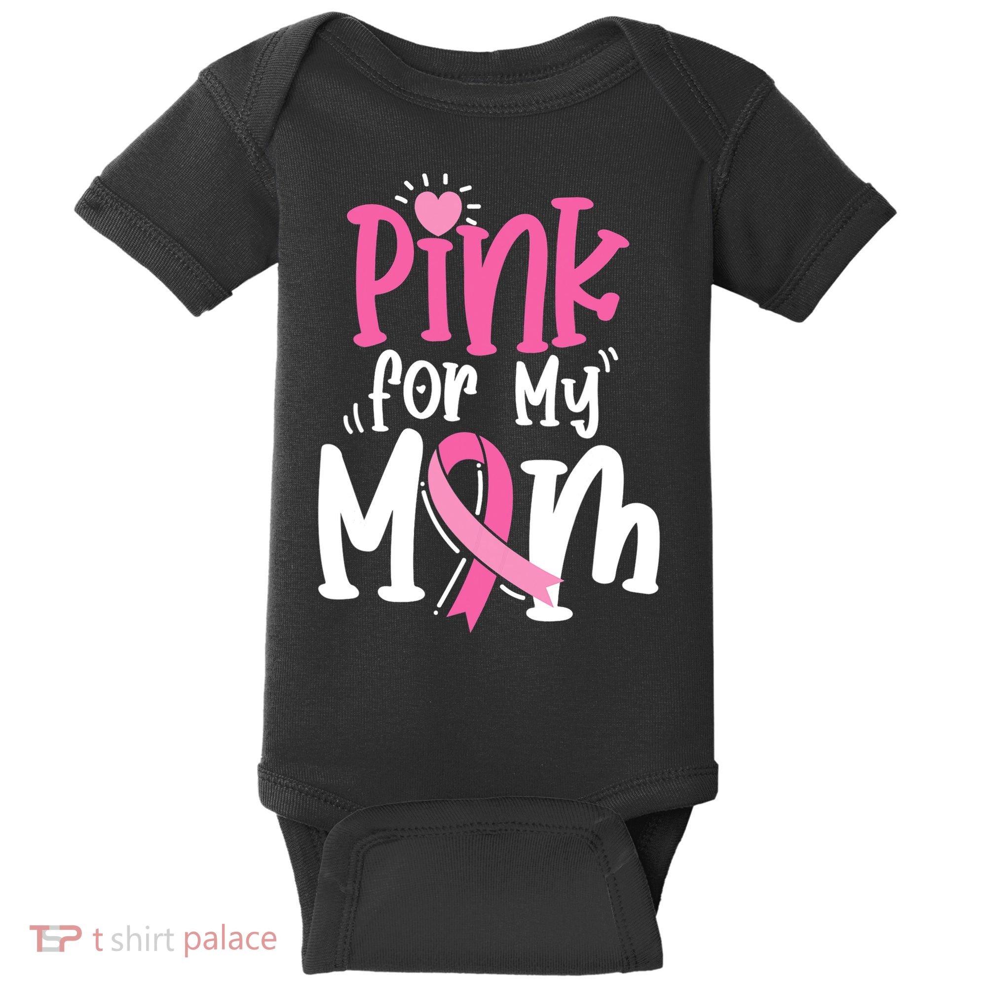 Breast Cancer Pink For My Mom Ribbon Baby Bodysuit