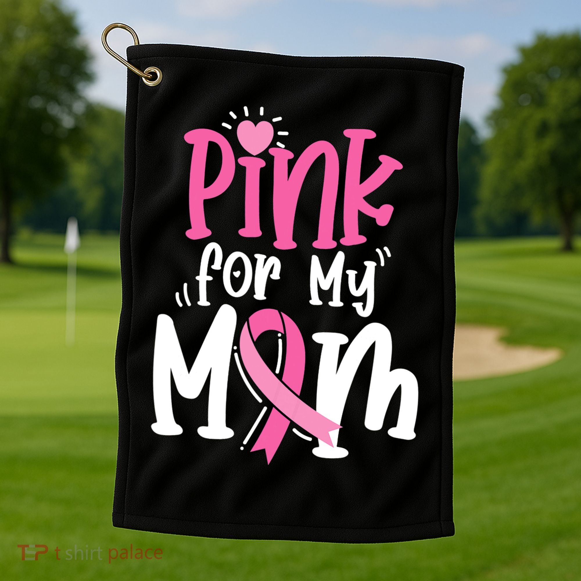 Breast Cancer Pink For My Mom Ribbon Golf Towel