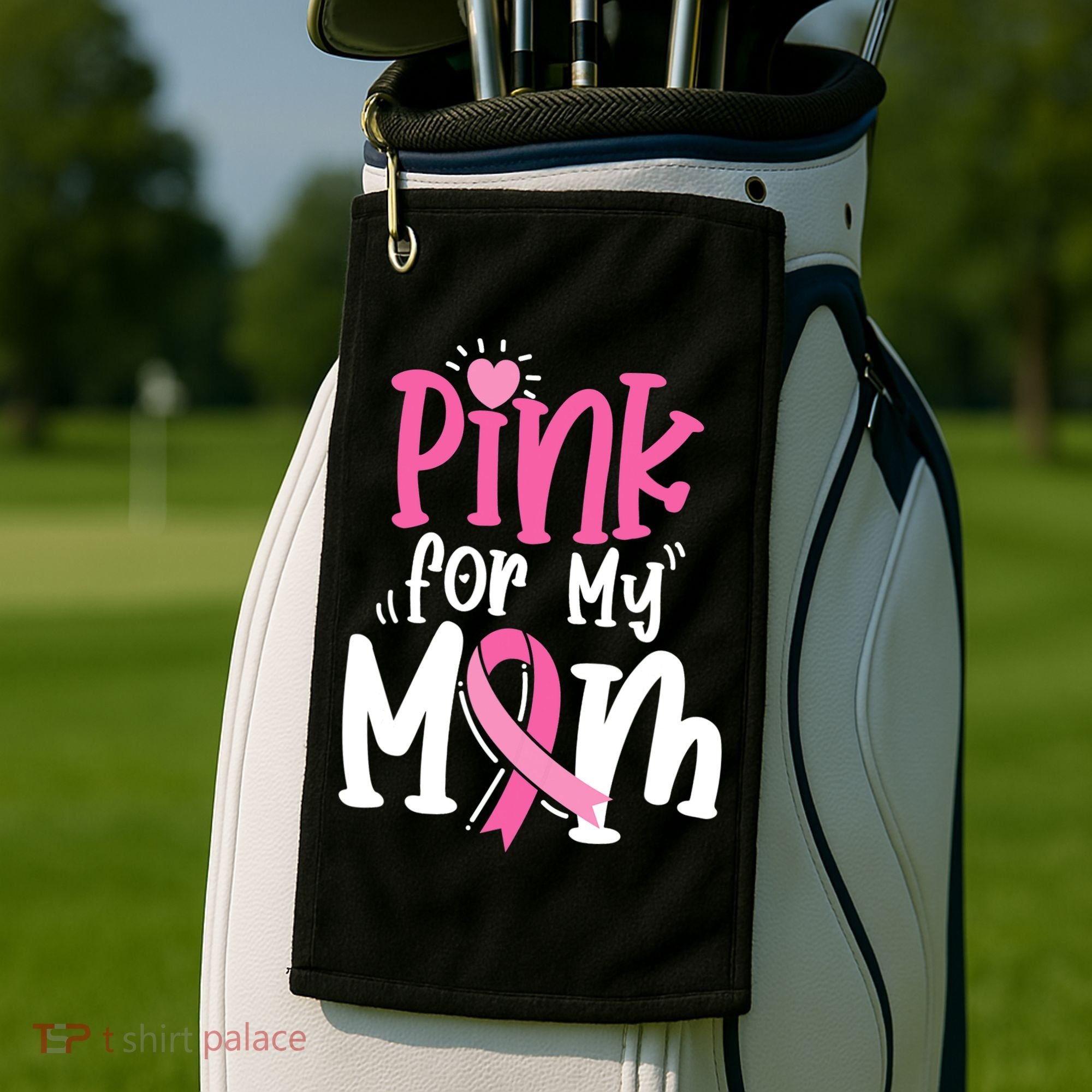 Breast Cancer Pink For My Mom Ribbon Golf Towel