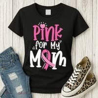 Breast Cancer Pink For My Mom Ribbon Women's T-Shirt thumb 3