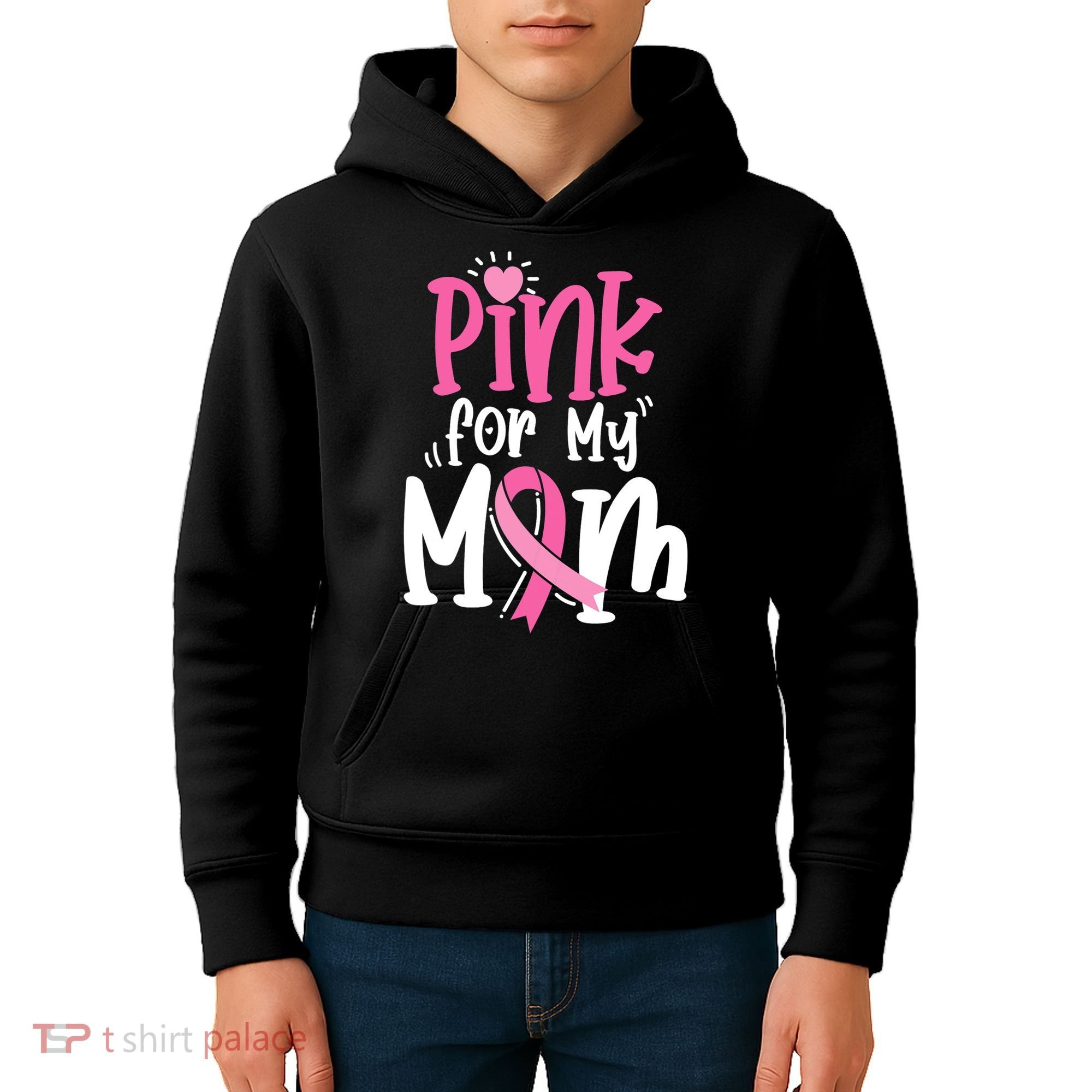 Breast Cancer Pink For My Mom Ribbon Kids Hoodie