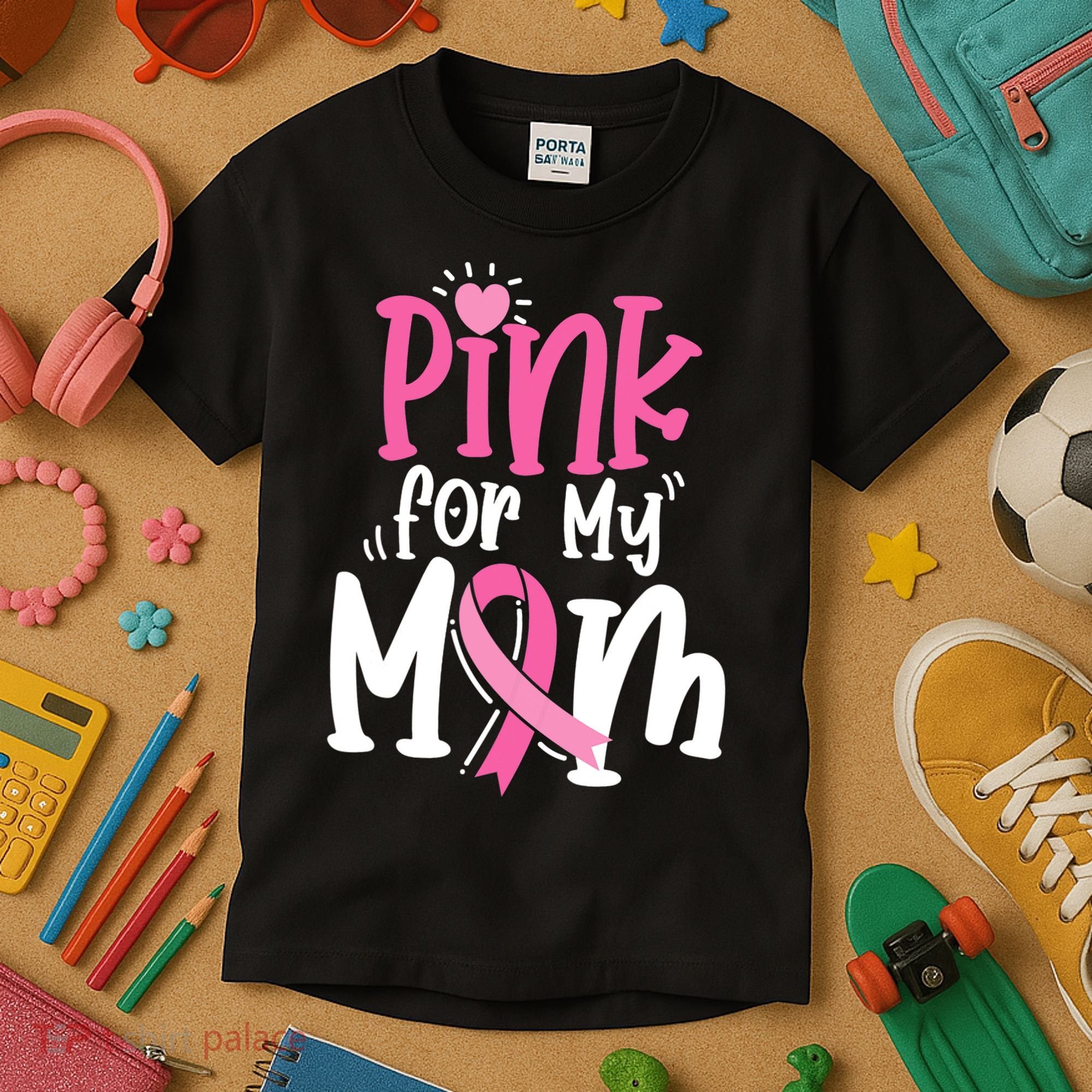 Breast Cancer Pink For My Mom Ribbon Kids T-Shirt