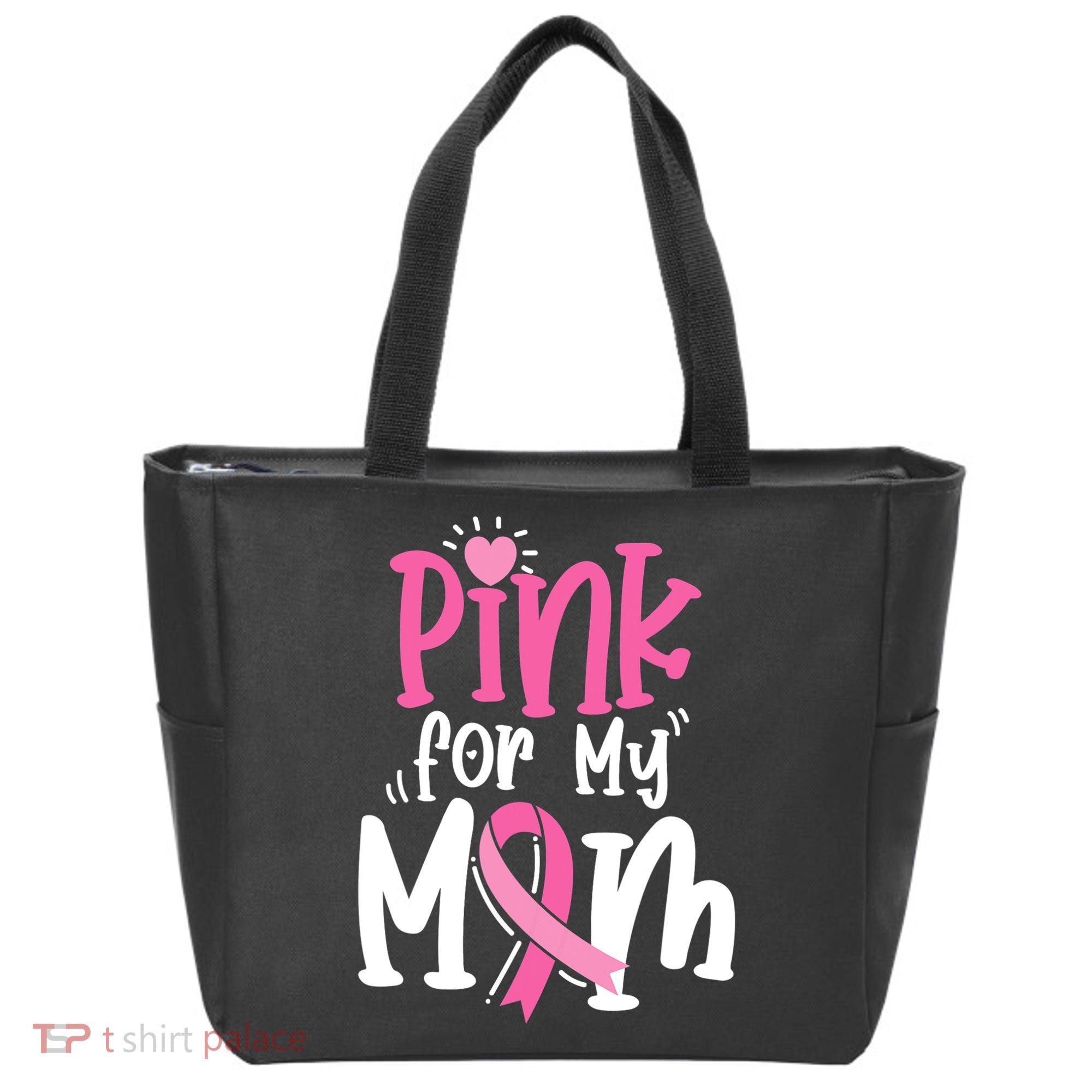 Breast Cancer Pink For My Mom Ribbon Tote Bag