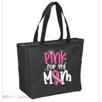 Breast Cancer Pink For My Mom Ribbon Tote Bag thumb 2