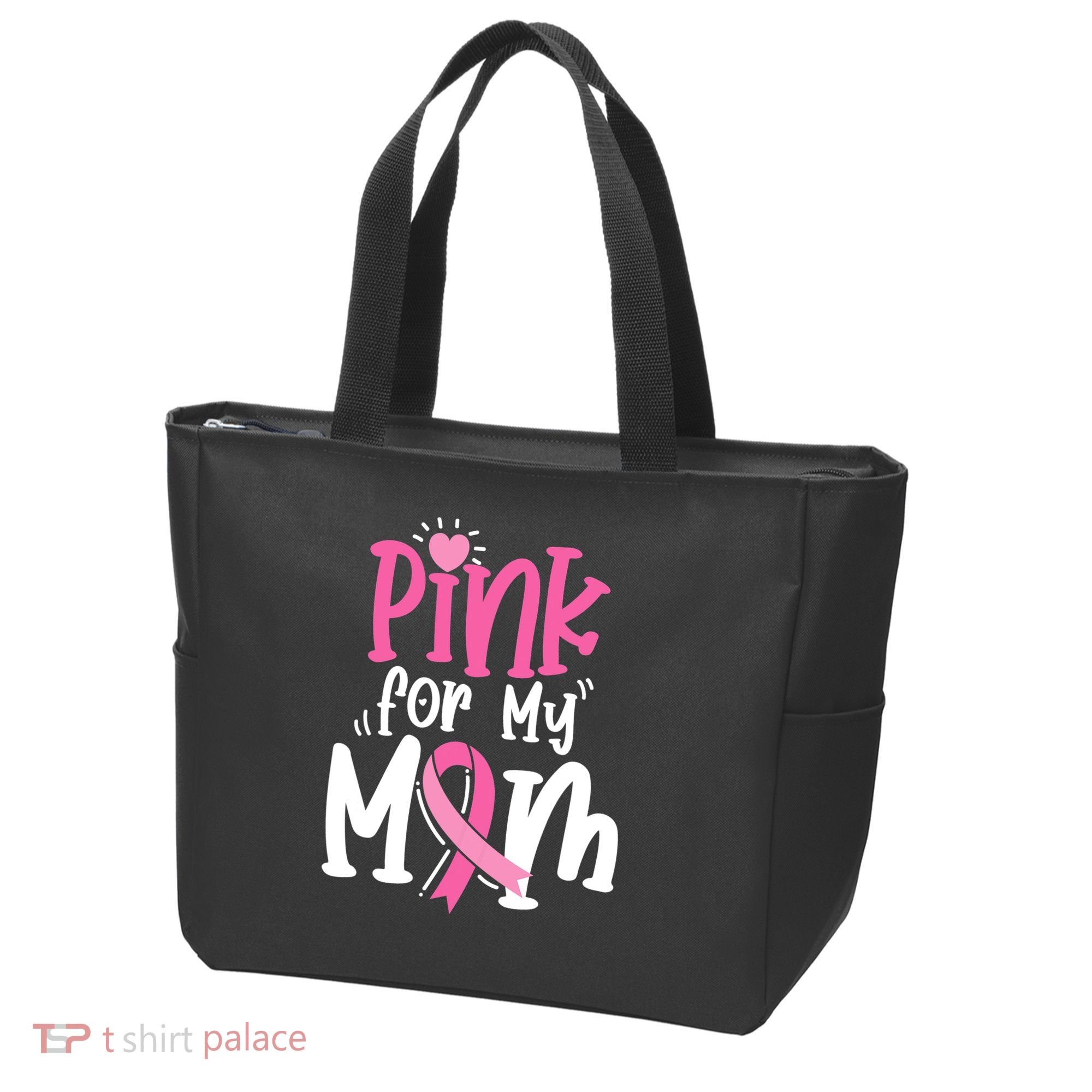 Breast Cancer Pink For My Mom Ribbon Tote Bag