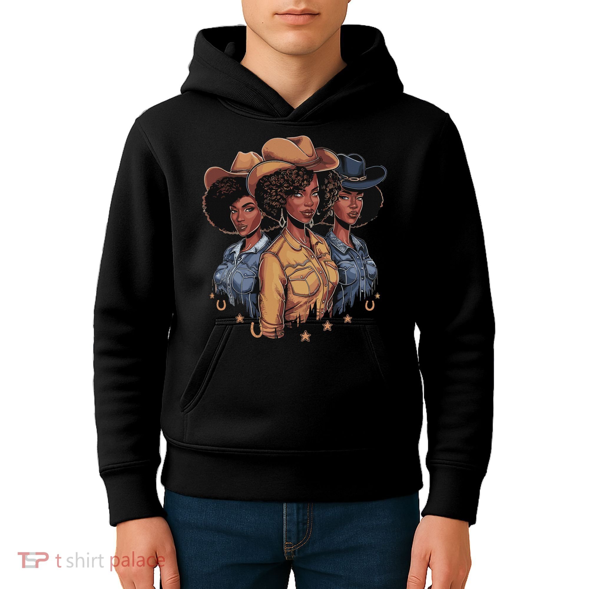 Black Cowgirl Rodeo Melanin Kids Hoodie
