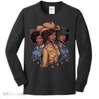 Black Cowgirl Rodeo Melanin Kids Long Sleeve Shirt thumb 0