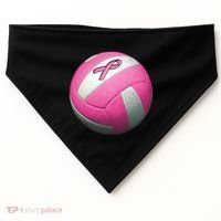 Breast Cancer Ribbon Pink Volleyball USA-Made Doggie Bandana thumb 0