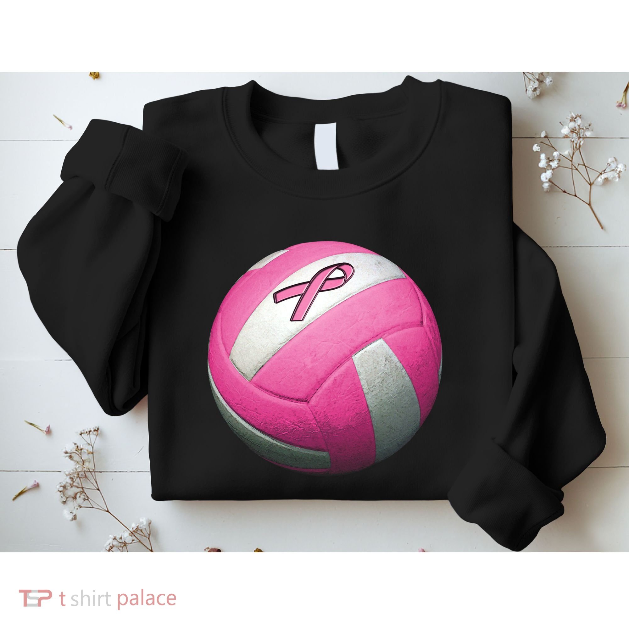 Breast Cancer Ribbon Pink Volleyball Sweatshirt