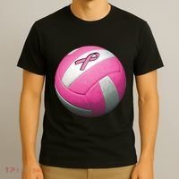 Breast Cancer Ribbon Pink Volleyball T-Shirt thumb 3
