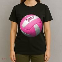 Breast Cancer Ribbon Pink Volleyball T-Shirt thumb 4
