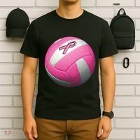 Breast Cancer Ribbon Pink Volleyball T-Shirt thumb 6